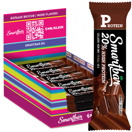 Батончик протеиновый SmartBar Protein "Двойной шоколад в темной глазури", 25 шт. x 40 г